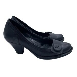 Born‎ Heels Womens Size 7 Dress Block Heels Slip On Pumps W3422 Black Leather